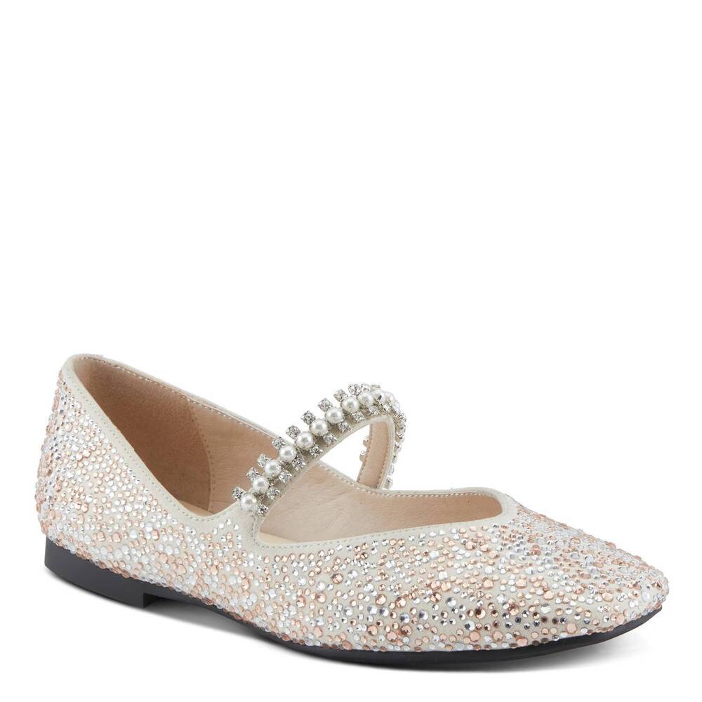 NEW AZURA women's kailyn fancy mary jane flats in beige